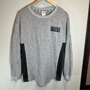 PINK Victoria's Secret Gray Crewneck Sweater with Black Mesh Panels